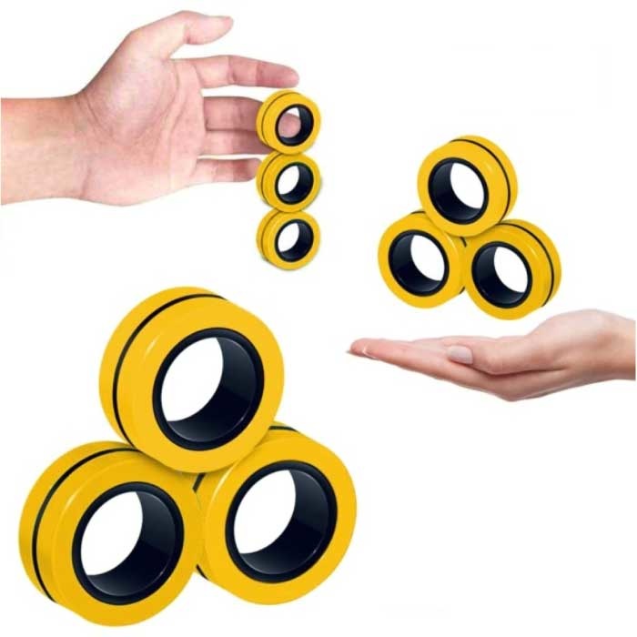 Fidget Spinner ad anello magnetico in confezione da 3 - Giocattolo con spinner manuale antistress Giallo