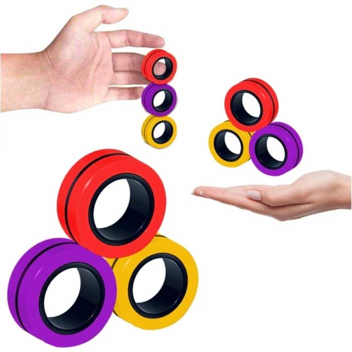 3er-Pack Magnetring Fidget Spinner - Anti Stress Hand Spinner Spielzeug Spielzeug Rot-Gelb-Lila