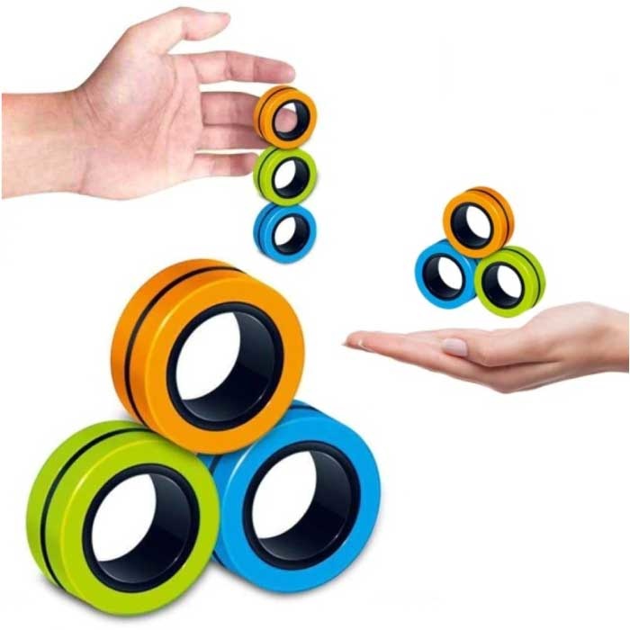 Paquete de 3 anillos magnéticos Fidget Spinner - Juguete Spinner de mano antiestrés Naranja-Verde-Azul