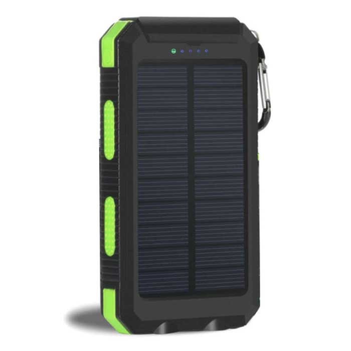 Solar Charger 20.000mAh met Zaklamp - Externe Powerbank Zonnepaneel Noodaccu Batterij Oplader Zon Groen