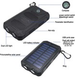 Stuff Certified® Solar Charger 20.000mAh met Zaklamp - Externe Powerbank Zonnepaneel Noodaccu Batterij Oplader Zon Oranje