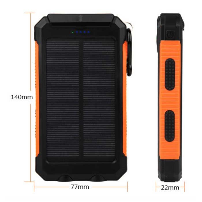 Cargador solar de 20000 mAh, cargador de teléfono solar portátil, cargador  de batería externo impermeable para camping, 2 USB/LED linterna con brújula