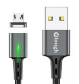 Elough Micro-USB Magnetische Oplaadkabel 1 Meter met LED Lampje - 3A Fast Charging Gevlochten Nylon Oplader Data Kabel Android Grijs