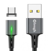 Elough Câble de charge magnétique USB-C 1 mètre avec lumière LED - Câble de données pour chargeur en nylon tressé à charge rapide 3A Android Gris