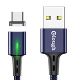 Elough Cable de carga magnética USB-C de 1 metro con luz LED - 3A Cable de datos de carga rápida de carga rápida de nylon trenzado Android Blue