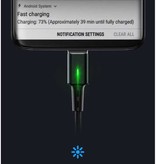 Elough iPhone Lightning Magnetisches Ladekabel 1 Meter mit LED-Licht - 3A Schnellladegerät aus geflochtenem Nylon-Ladekabel Android Schwarz