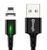 Elough Câble de charge magnétique Lightning pour iPhone 1 mètre avec lumière LED - Câble de données pour chargeur en nylon tressé à charge rapide 3A Android Noir