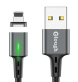 Elough Câble de charge magnétique Lightning pour iPhone 1 mètre avec lumière LED - Câble de données pour chargeur en nylon tressé à charge rapide 3A Android Gris