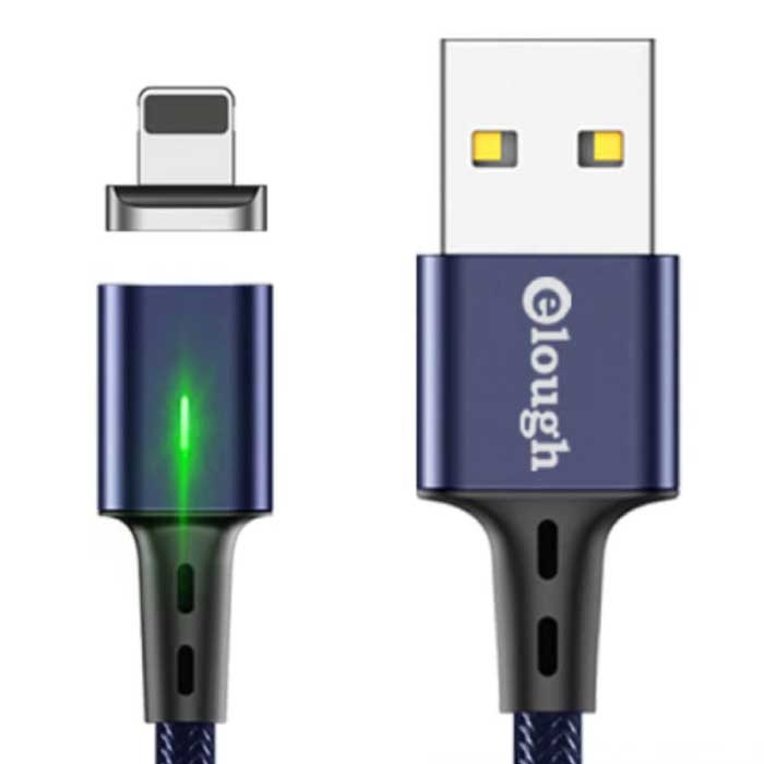 iPhone Lightning Cable de carga magnético de 1 metro con luz LED - 3A Cable de datos de carga rápida de carga rápida de nylon trenzado Android Blue