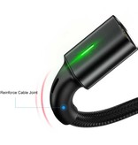 Elough iPhone Lightning Magnetic Charging Cable 2 Meters with LED Light - 3A Fast Charging Braided Nylon Charger Data Cable Android Black