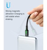 Elough iPhone Lightning Magnetic Charging Cable 2 Meters with LED Light - 3A Fast Charging Braided Nylon Charger Data Cable Android Black