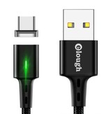 Elough Magnetyczny kabel ładujący USB-C 2 metry z oświetleniem LED - 3A Szybkie ładowanie Pleciony nylonowy kabel do ładowania Android Czarny