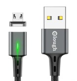 Elough Cable de carga magnético micro USB de 2 metros con luz LED - Cable de datos de cargador de nylon trenzado de carga rápida 3A Android gris