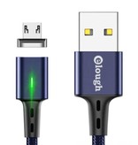 Elough Micro USB Magnetic Charging Cable 2 Meters with LED Light - 3A Fast Charging Braided Nylon Charger Data Cable Android Blue