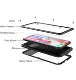 R-JUST Cover per serbatoio integrale per iPhone 7 Plus 360° + proteggi schermo - Cover antiurto in metallo nero