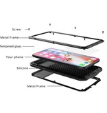 R-JUST Cover per serbatoio integrale per iPhone 8 Plus 360° + proteggi schermo - Cover antiurto in metallo nero