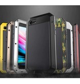 R-JUST iPhone 8 360° Full Body Case Tank Cover + Screen Protector - Shockproof Cover Metal Black