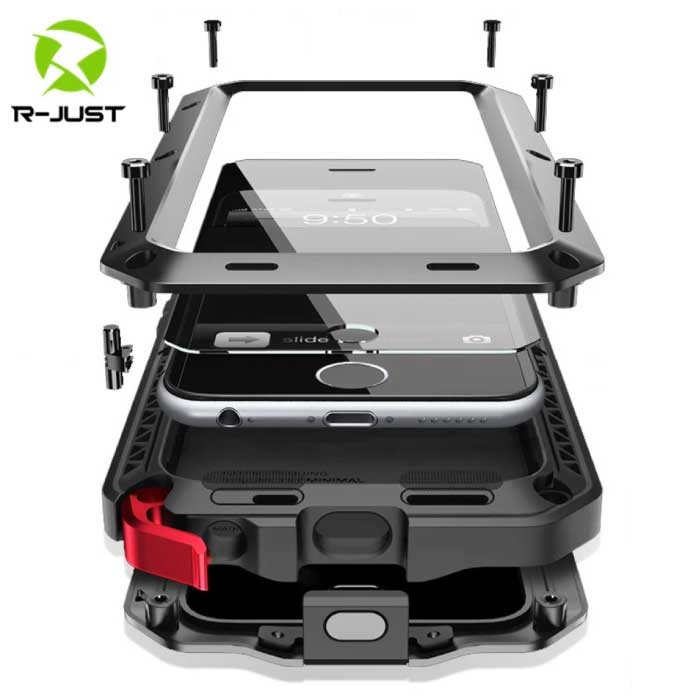 R-JUST iPhone 11 360°  Full Body Case Tank Hoesje + Screenprotector - Shockproof Cover Metaal Zwart