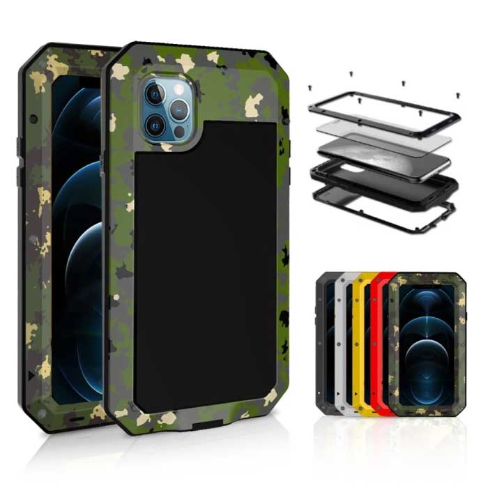 R-JUST iPhone 11 360°  Full Body Case Tank Hoesje + Screenprotector - Shockproof Cover Metaal Zwart