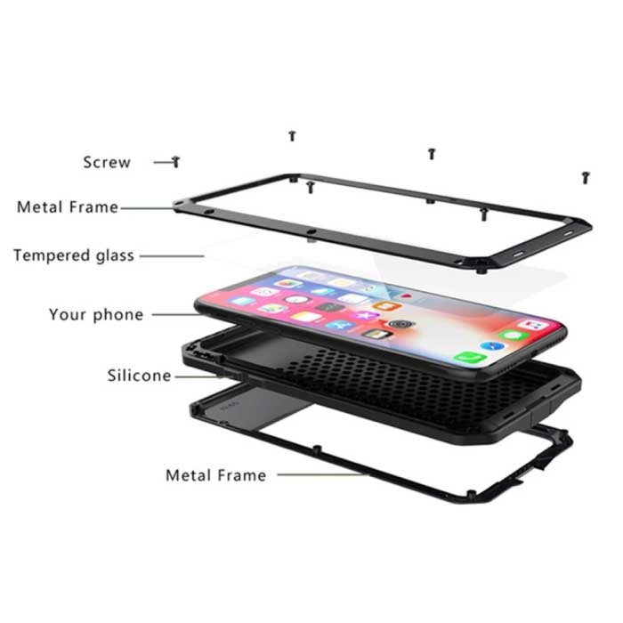 R-JUST iPhone 11 360°  Full Body Case Tank Hoesje + Screenprotector - Shockproof Cover Metaal Zwart