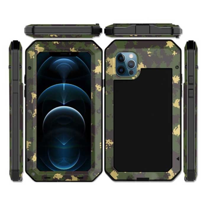 iPhone 12 Mini 360 ° Full Body Cover Tank Cover + Protector de pantalla - Cubierta a prueba de golpes Metal Camo