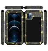 R-JUST iPhone 12 360° Full Body Case Tank Cover + Displayschutzfolie - Stoßfeste Hülle Metall Camo
