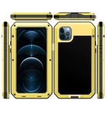 R-JUST iPhone 12 Mini 360° Full Body Case Tank Cover + Screen Protector - Shockproof Cover Metal Gold