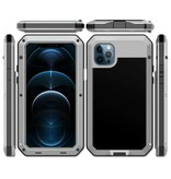 R-JUST iPhone 12 Pro Max 360° Full Body Case Tank Cover + Displayschutz - Stoßfestes Cover Metall Silber