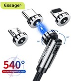 Essager Cavo di ricarica magnetico micro USB 1 metro con spina rotante a 540° - Cavo dati caricatore in nylon intrecciato a ricarica rapida da 2,4 A grigio