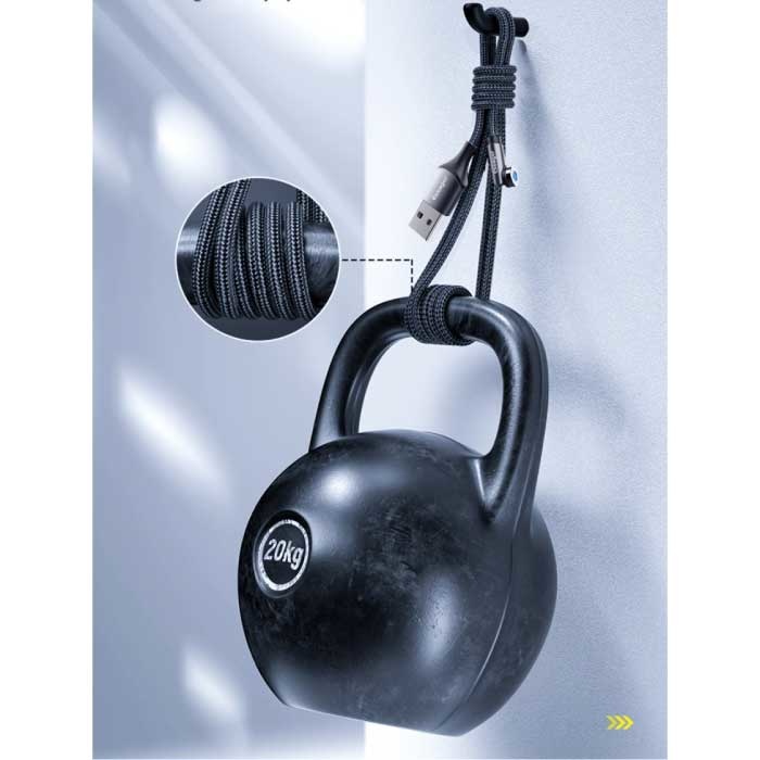 Essager Magnetyczny kabel ładujący Micro USB 1 metr z wtyczką obrotową 540° - Kabel do transmisji danych w oplocie z nylonu 2,4 A z szybkim ładowaniem Szary