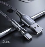 Essager Micro USB Magnetic Charging Cable 1 Meter with 540° Rotating Plug - 2.4A Fast Charging Braided Nylon Charger Data Cable Gray