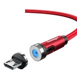 Essager Cable de carga magnético micro-USB de 1 metro con enchufe giratorio de 540 ° - Cable de datos del cargador de nylon trenzado de carga rápida de 2.4A rojo
