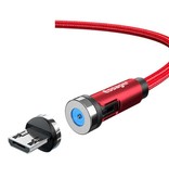 Essager Micro-USB Magnetic Charging Cable 1 Meter with 540° Rotating Plug - 2.4A Fast Charging Braided Nylon Charger Data Cable Red