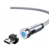 Essager Magnetisches Micro-USB-Ladekabel 1 Meter mit 540° drehbarem Stecker - 2,4 A Schnelllade-Ladekabel aus geflochtenem Nylon-Ladegerät Silber