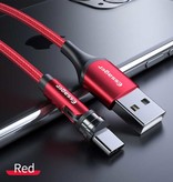 Essager USB-C Magnetische Oplaadkabel 1 Meter met 540° Roterende Plug - 2.4A Fast Charging Gevlochten Nylon Oplader Data Kabel Rood