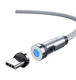 Essager Cavo di ricarica magnetico USB-C da 1 metro con spina rotante a 540° - Cavo dati per caricabatterie in nylon intrecciato a ricarica rapida da 2,4 A argento