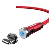 Essager Cable de carga magnético Lightning para iPhone de 1 metro con enchufe giratorio de 540 ° - Cable de datos de cargador de nylon trenzado de carga rápida de 2.4A, rojo