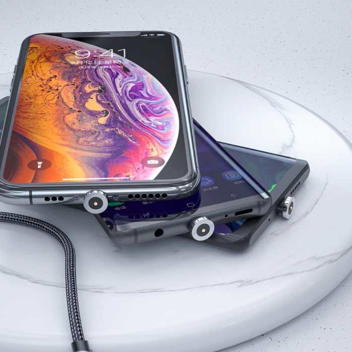 Essager iPhone Lightning Magnetische Oplaadkabel 2 Meter met 540° Roterende Plug - 2.4A Fast Charging Gevlochten Nylon Oplader Data Kabel Zilver