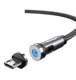 Essager Magnetyczny kabel ładujący Micro-USB 2 metry z wtyczką obrotową 540° - Kabel do transmisji danych w oplocie z nylonu 2,4 A z szybkim ładowaniem Szary