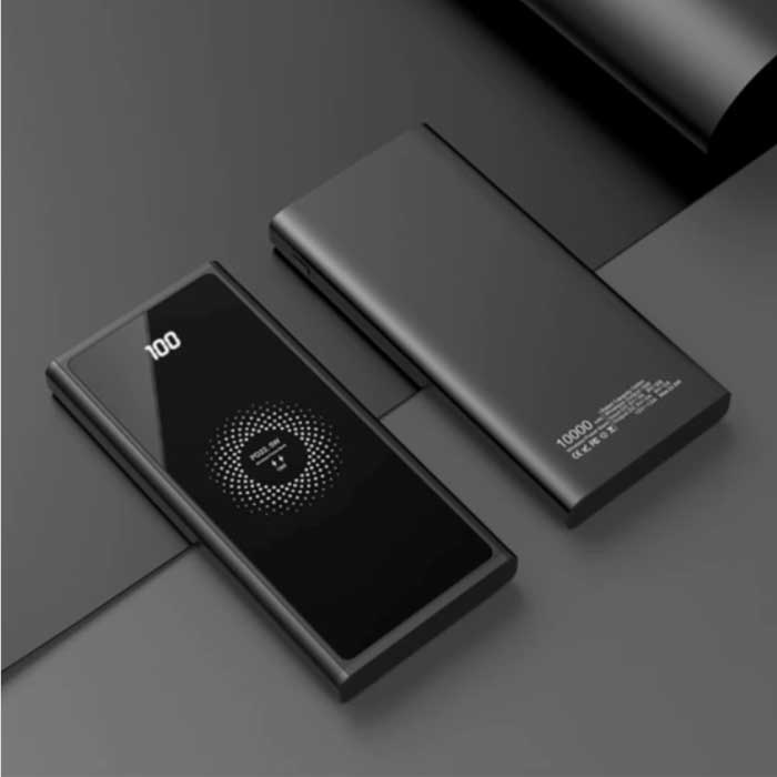 10,000mAh Wireless Qi Charger + Powerbank - Quick Charge 4.0 Emergency Battery Battery Wireless Charger Pad Black