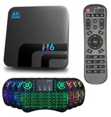 HONGTOP H6 TV Box Mediaspeler 6K met Draadloos RGB Toetsenbord - Android Kodi - 4GB RAM - 64GB Opslagruimte