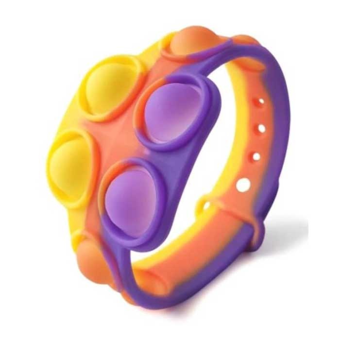 Pulsera Pop It - Fidget Anti Stress Toy Bubble Toy Silicona Amarillo-Naranja-Morado