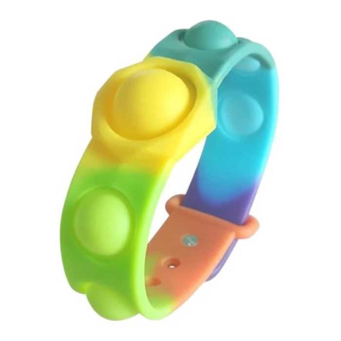 Braccialetto Pop It - Giocattolo antistress Fidget Bubble Toy Silicone Giallo-Arancio-Viola-Verde