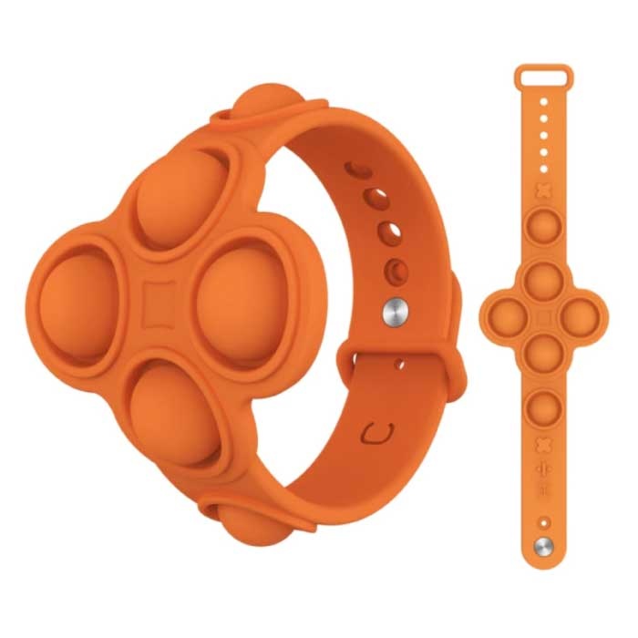 Braccialetto Pop It - Giocattolo antistress Fidget Bubble Toy in silicone arancione