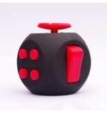 Stuff Certified® Fidget Cube 6 Côtés - Jouet Fidget Anti Stress Silicone ABS Noir-Rouge