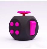 Stuff Certified® Fidget Cube 6 Côtés - Jouet Fidget Anti Stress Silicone ABS Noir-Rose