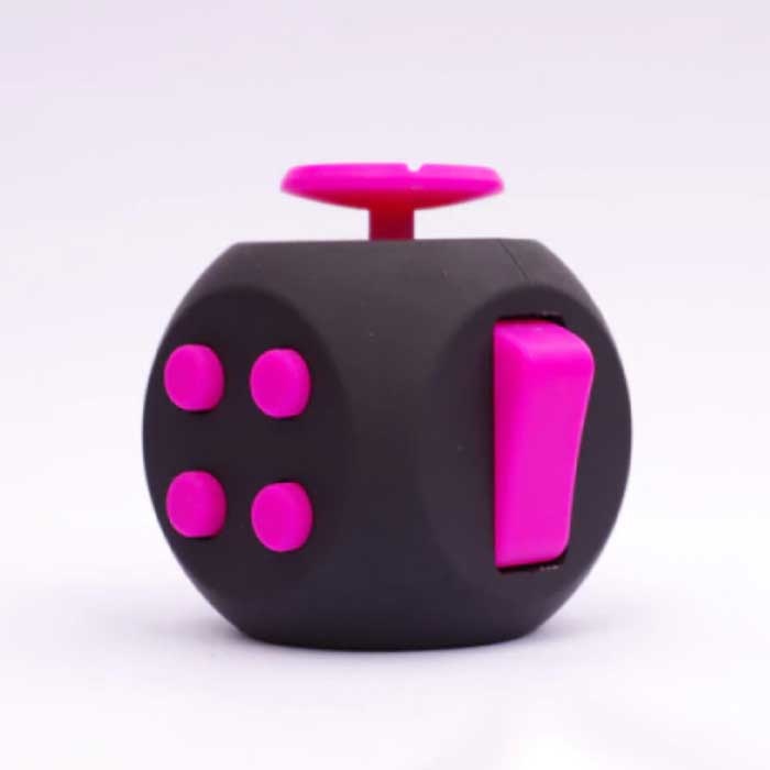 Fidget Cube 6 Côtés - Jouet Fidget Anti Stress Silicone ABS Noir-Rose