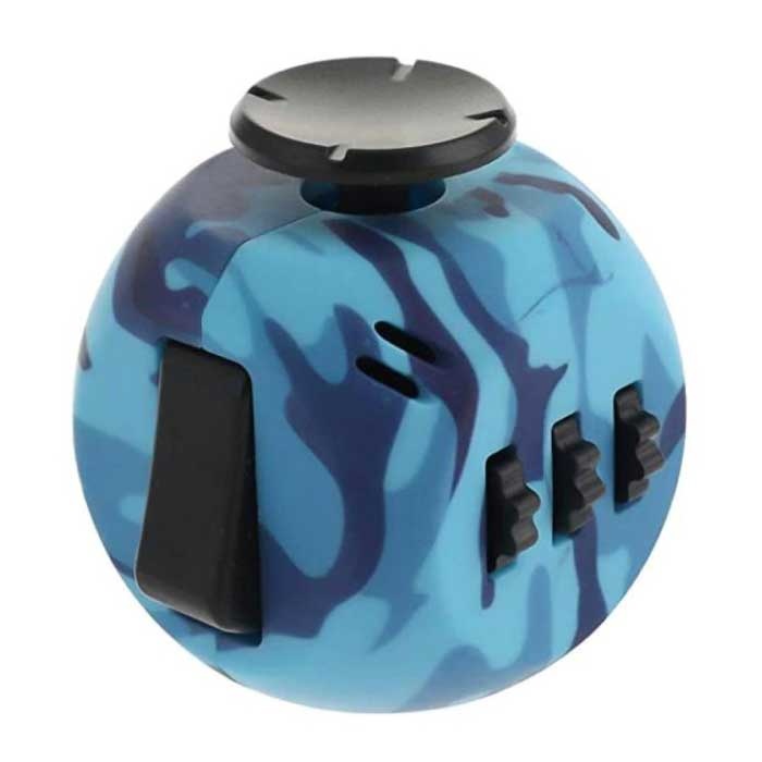Friemelkubus 6 Zijden - Fidget Anti Stress Speelgoed Siliconen ABS Blauw Camo
