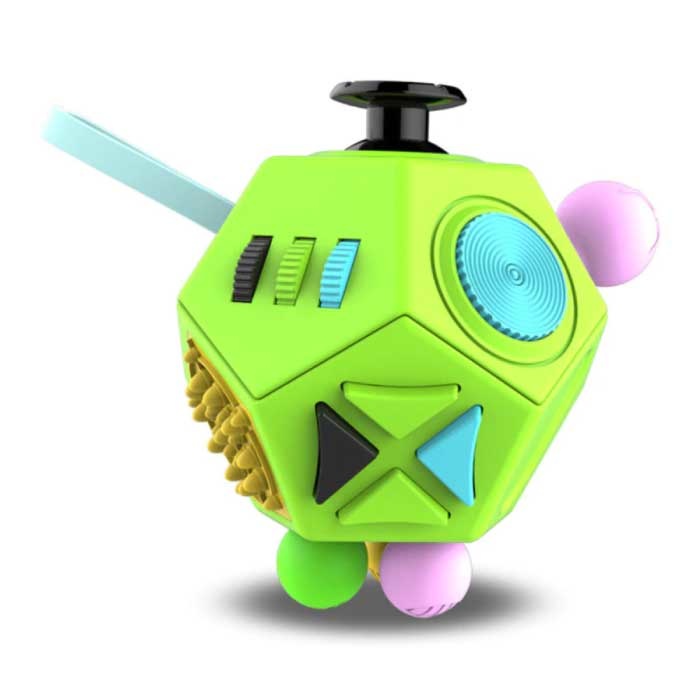 Friemelkubus 12 Zijden - Fidget Anti Stress Speelgoed Siliconen ABS Groen