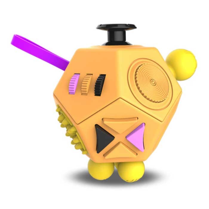 Fidget Cube 12 Sides - Fidget Anti Stress Toy Silicona ABS Naranja
